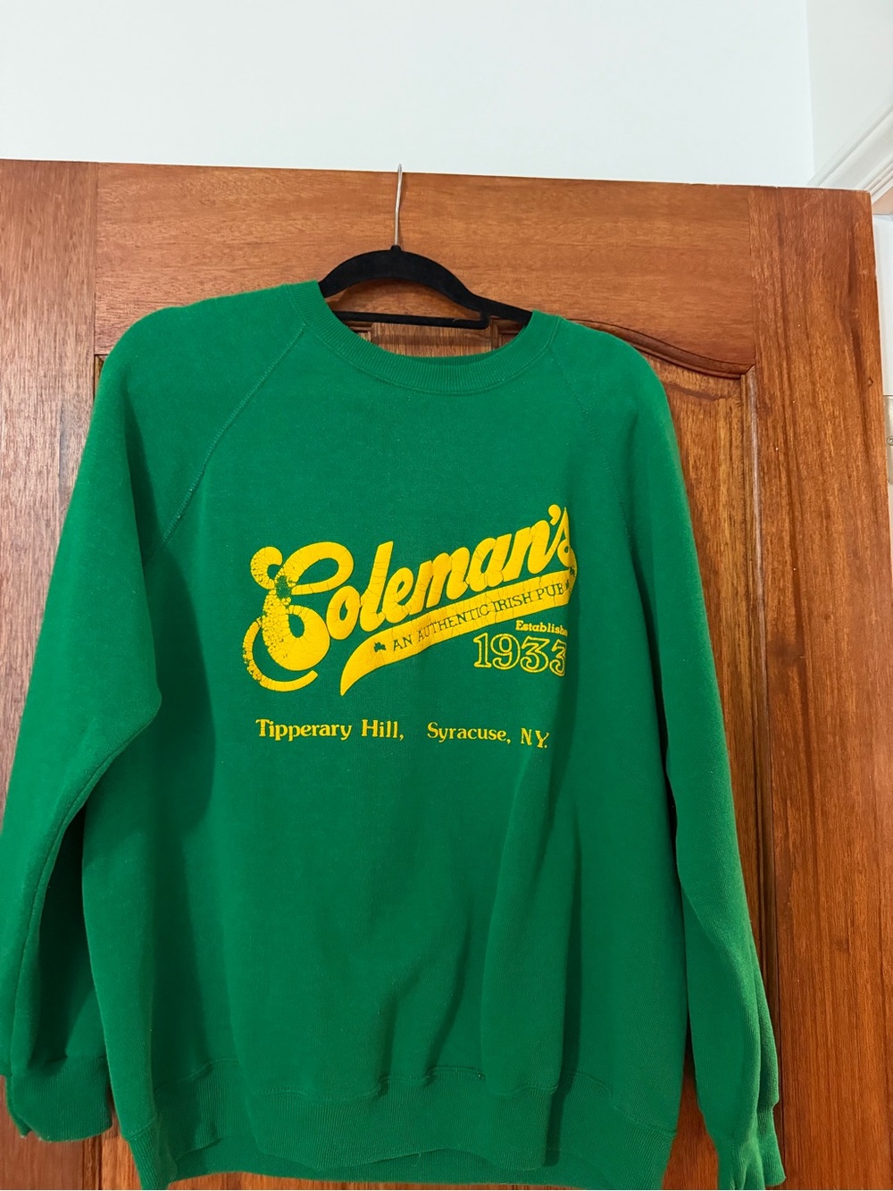 Vintage Coleman Green Crewneck Sweatshirt with Yellow Logo